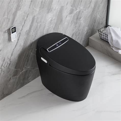 Modern Black Smart Toilet One Piece 128 Gpf Elongated Automatic Toilet