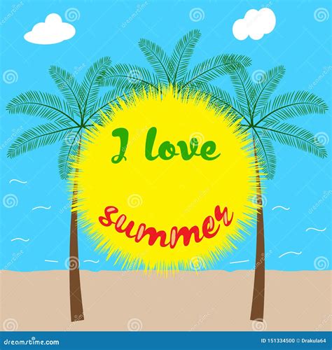 I Love Summer Decorative Background Stock Vector Illustration Of