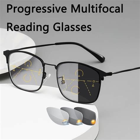 Progressive Bifocal Multifocal Reading Glasses Men Photochromic Uv