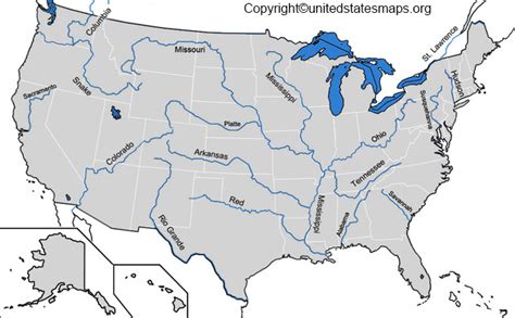 Us Rivers Map Printable In Pdf River Map Of Us