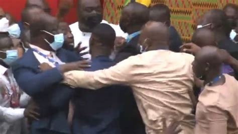 Ghana Parliament Fight Ghana Lawmakers Trade Blows In Parliament Over Mobile Money Tax Bbc
