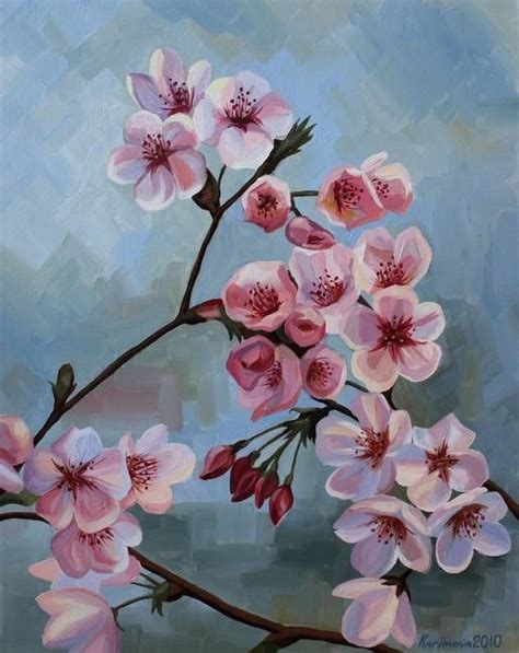 Tree Watercolor Painting Cherry Blossom Painting Acrylic Painting