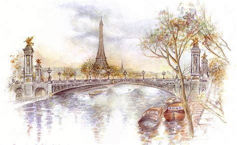 Hd Wallpaper Paris Drawing Eiffel Tower Paris Sketch Artistic