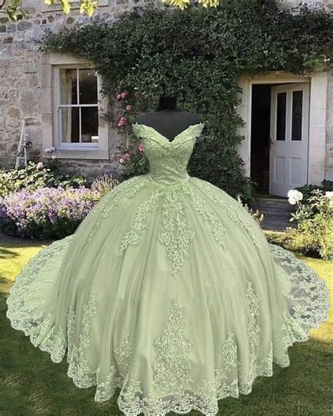 Sage Lace Off Shoulder Quinceanera Dress Sweet 16 Dresses Green Quinceanera Dresses