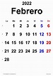 Calendario febrero 2022 en Word, Excel y PDF - Calendarpedia