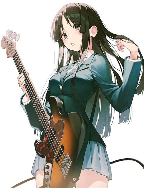 K On Thighs Anime Girls Bass Guitars School Uniform Jk Touching