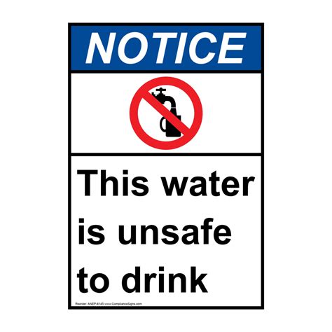 Ansi Notice This Water Is Unsafe To Drink Sign Ane 6145 Drinking Water