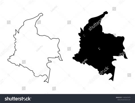 Simplified Maps Of Colombia Black And White Royalty Free Stock Photo