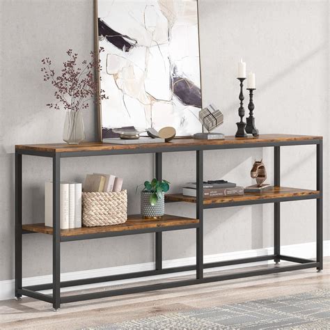 Tribesigns 70 Inch Extra Long Sofa Tablerustic Solid Wood Console