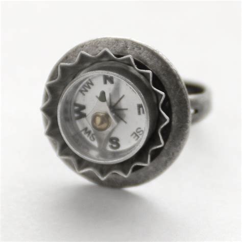 Silver Compass Ring Working Compass Ring Steampunk Jewelry