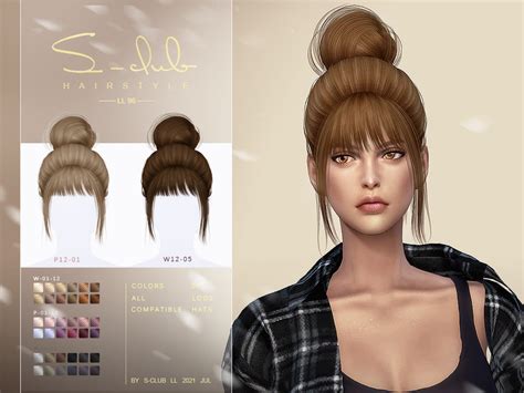 The Bun With Bangs Hair By S Club The Sims 4 Catalog