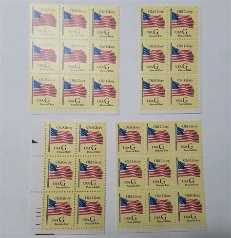 30x G Postcard Rate Stamps American Flag Yellow W Black G Old Glory