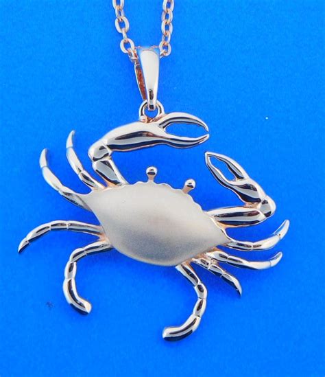 Alamea Blue Crab Pendant Sterling Silver K Rose Gold Plate Island