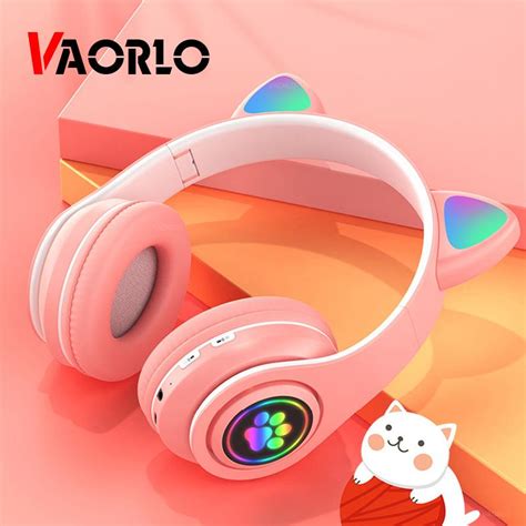 Satın Alın Vaorlo New B39 Headphone Cute Cat Ear Breathing Lighting