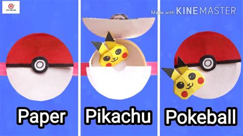 How To Make Paper Pokeball That Opens Pokemon Pikachu Easy Origami