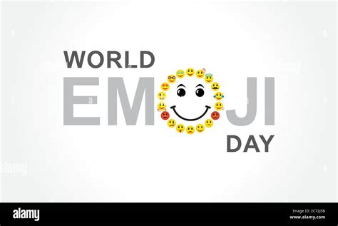 Vector Illustration Of World Emoji Day Greeting Card Design Template