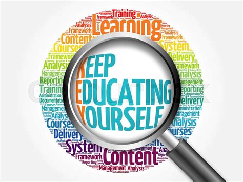 Key Keep Educating Yourself Word Cloud Stock Image Colourbox