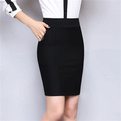 2019 Spring And Winter Women Office Skirt Slim Sexy Solid Color Pocket