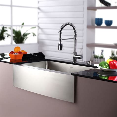 A wide variety of kitchen faucets soap dispenser options are available to you, such as project solution capability, design style, and feature. Kraus Kraus 30" Farmhouse Stainless Steel 29.75" x 20 ...
