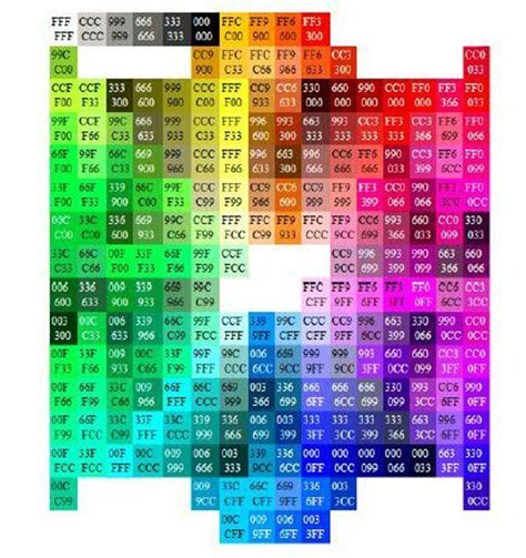 Printable Color Chart With Hex Values Web Colors Css Colours Web Design