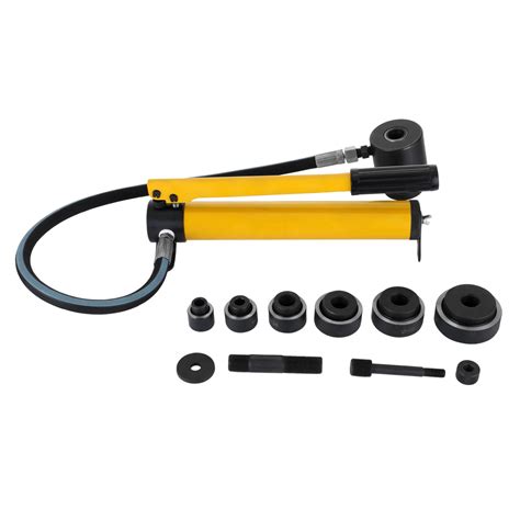 10 Ton Hydraulic Hand Pump Knockout Hole Punch Tool Kit Metal 6 Die Ebay