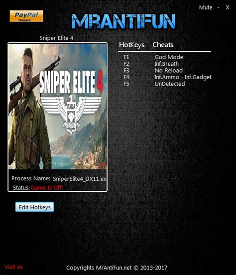 Sniper Elite 4 Trainer 6 152 Dx12 Mrantifun Download