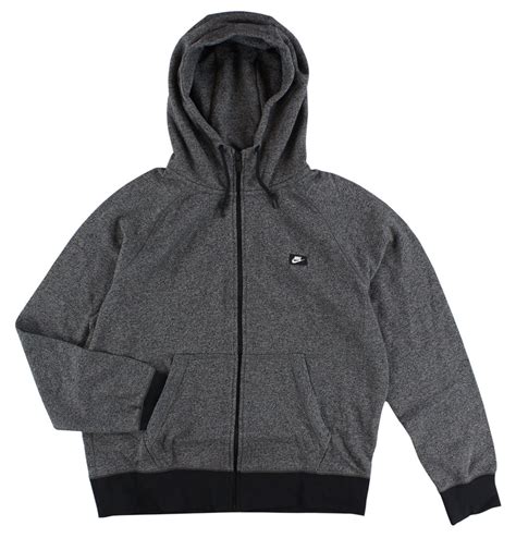 Nike Mens Aw77 Full Zip Shoebox French Terry Hoodie Heather Black