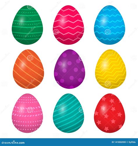 Colorful Collection Of Easter Eggs Vector Illustration Stock