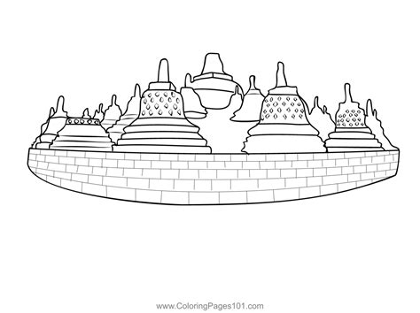 Borobudur Temple Coloring Page For Kids Free Indonesia Printable
