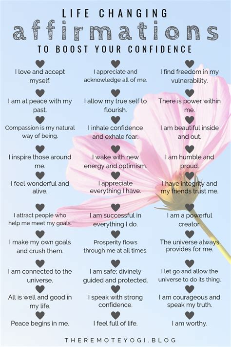 50 Affirmations To Boost Your Confidence Affirmations Positive