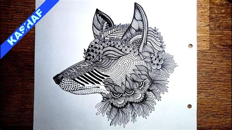 How To Draw Kds Zentangle Wolf Head Mandala Easy Time Lapis