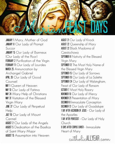 Saint Days Calendar