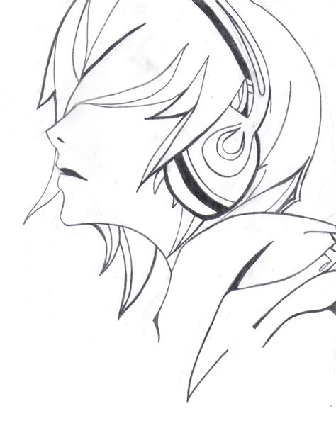 32 Pencil Sketch Hoodie Headphone Anime Boy Drawing