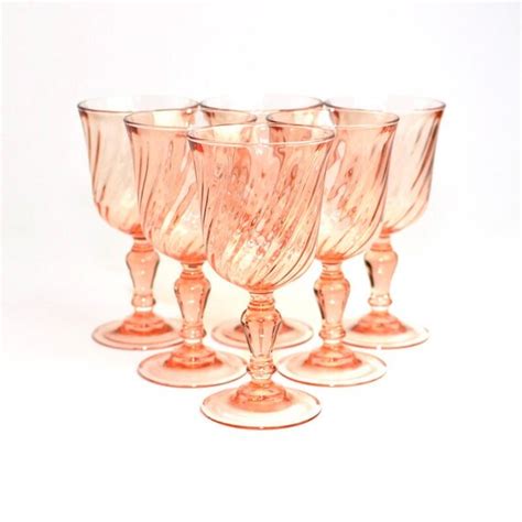 Pink Glass Goblets By Arcoroc France Rosaline Pattern