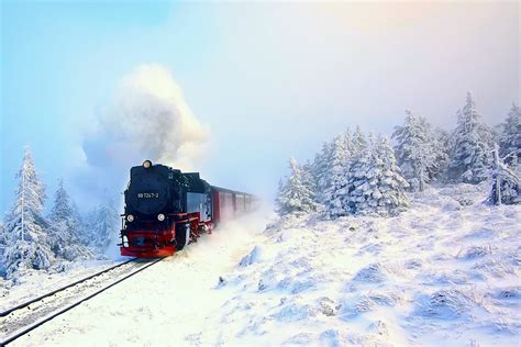 Train Steam Engine Winter Snow Forest Hd Wallpaper