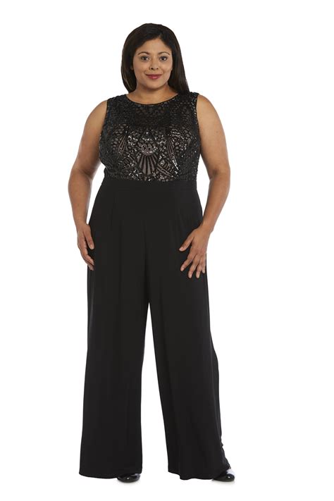 Womens Plus Size 1 Piece Embellished Sequined Jumpsuit