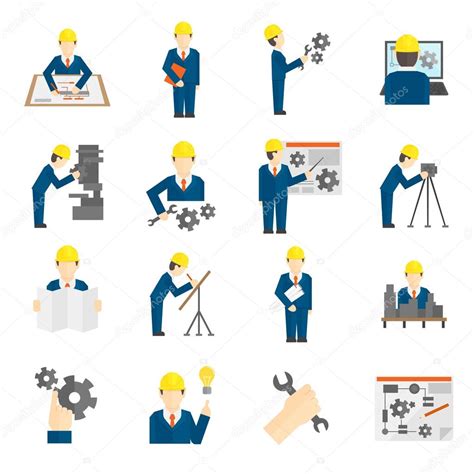 Set Of Engineer Icons — Stock Vector © Macrovector 50266375