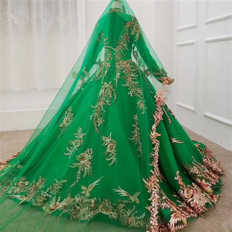 Jancember Htl1272 Green Muslim Elegant Luxury Gown Long Sleeve Evening Dress Buy Elegant