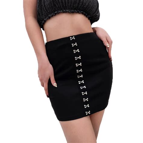 Slim Black Pencil Skirts Women Rivet Party Skirt For Female Sexy Mini Skirt Lady Summer Outwear