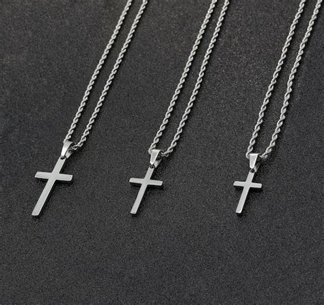 Mens Cross Necklace Silver Cross Necklace For Men Men Etsy