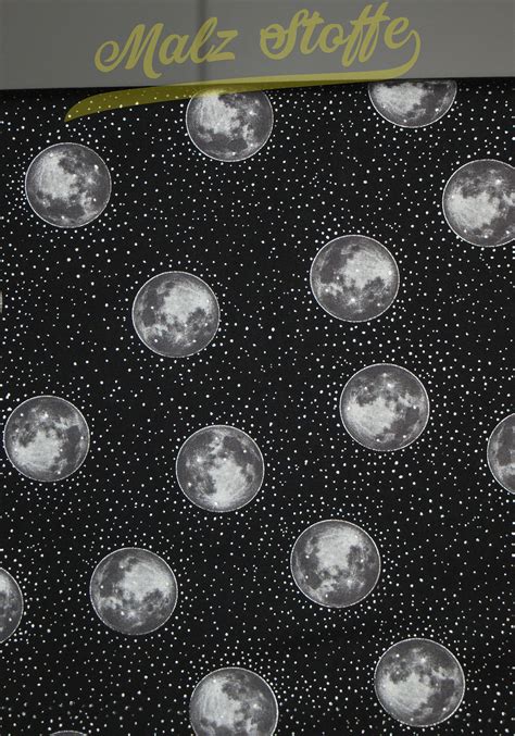 Full Moon Motif Fabric 1780eurmeter Space Cotton Fabric Etsy
