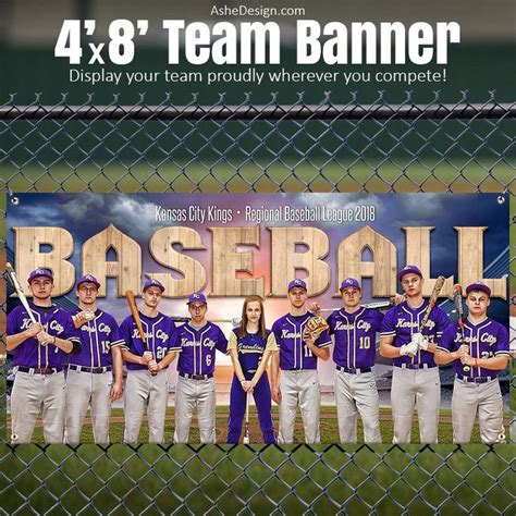 Amped Sports Team Banner 4x8 Play Ball Baseball Template For
