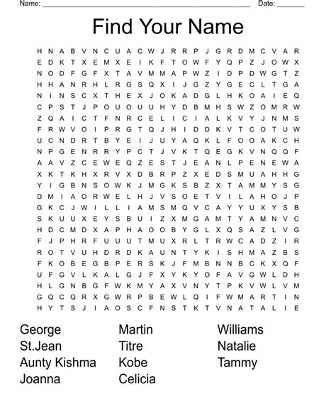 Find Your Name Word Search Wordmint