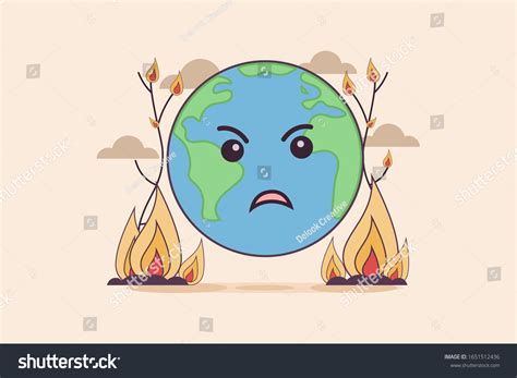 Vector Cartoon Character Illustration Angry Earth Stock Vector Royalty