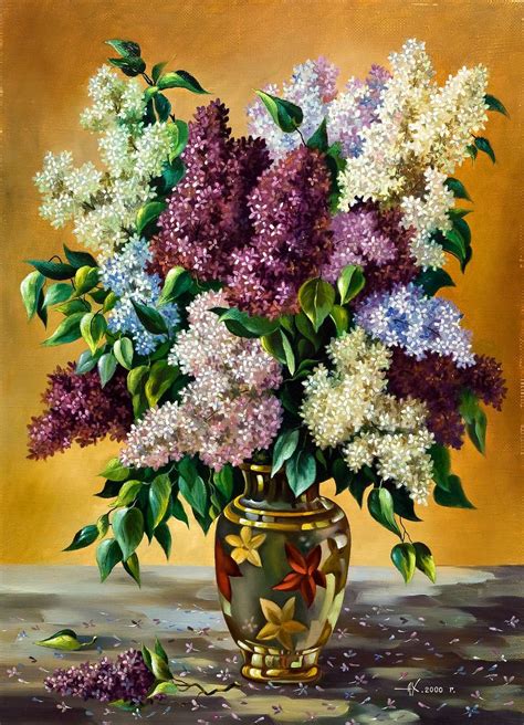 Hd Still Life Canvas Prints Modern Lilac Bouquet In A Vase Unframed