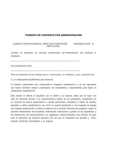 Contrato Para Un Contratista Bajo El Sistema De Administración Pdf