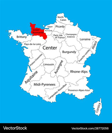 Map State Lower Normandy France Royalty Free Vector Image
