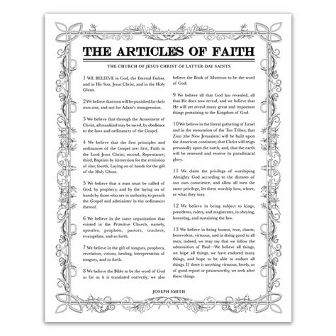 Lds Articles Of Faith Printable