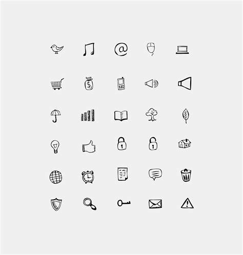 30 Hand Drawn Icons And Photoshop Shapes Graphicsfuel