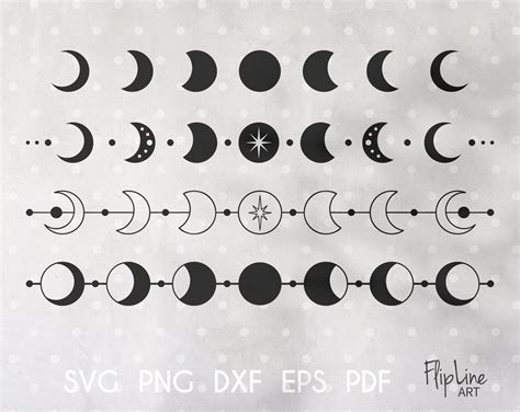Moon Phase Svg Celestial Clipart Moon Png Clipart Line Etsy